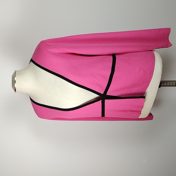 EUC Alfani Silk Blend Pink Black Trim Accent Bow Knit Sweater Blazer XL - Picture 6 of 11